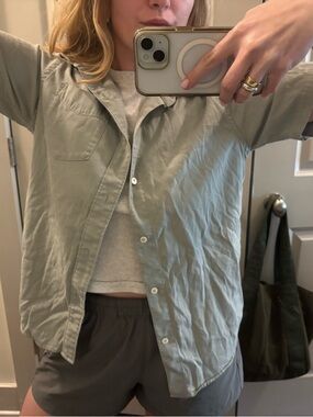 Buck Mason Washed Sage Green Button-Down Shirt